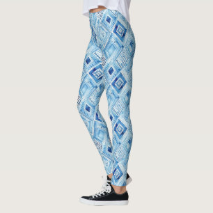 Leggings Cuadrados azules del Boho tribal