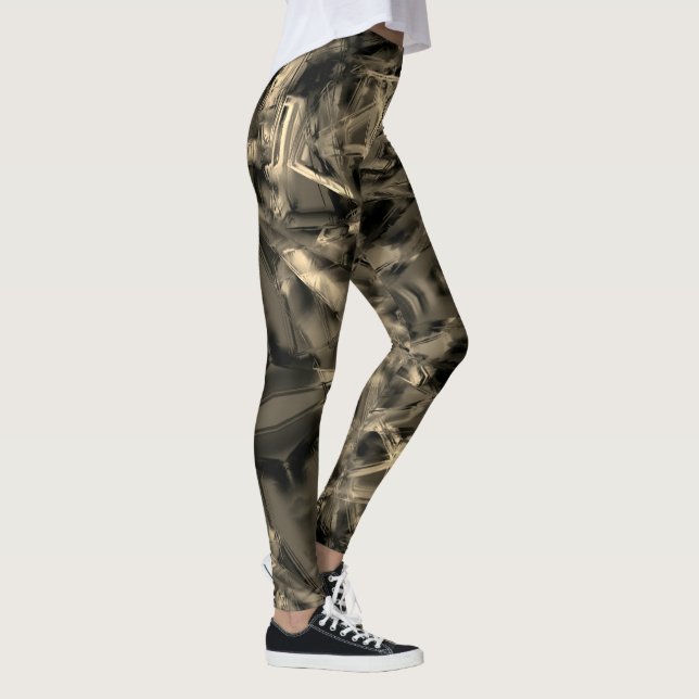 Leggings Cuadrados beige cruzados manchados con "pinceles" (Derecha)