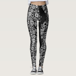 Leggings Cuadrados blancos y negros retros