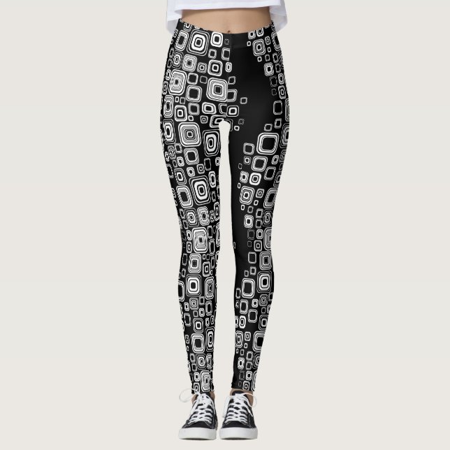Leggings Cuadrados blancos y negros retros (Anverso)