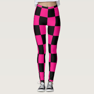 Leggings Cuadrados controlados retro geométrico negro rosa