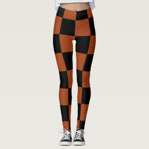 Leggings Cuadrados de cuadros negros y naranjas de Búfalo