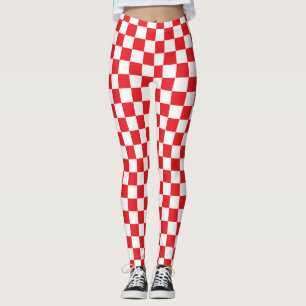 Leggings Cuadrados de cuadros rojos y blancos Patrón de cua