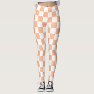 Leggings Cuadrados de cuadros y retro geométrico blanco