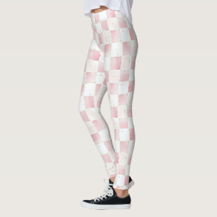 Leggings Cuadrados de Moda blanca rosada