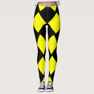 Leggings Cuadrados de tablero de cheques amarillo y negro