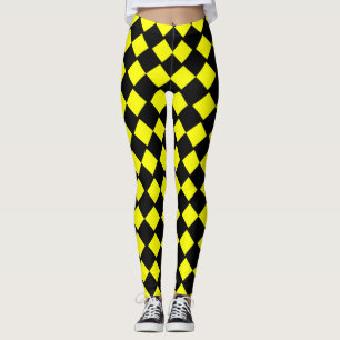 Leggings Cuadrados de tablero de cheques amarillo y negro