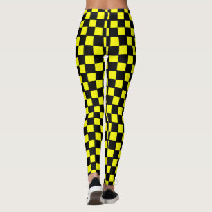 Leggings Cuadrados de tablero de cheques amarillo y negro