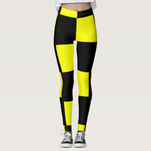 Leggings Cuadrados de tablero de cheques amarillo y negro