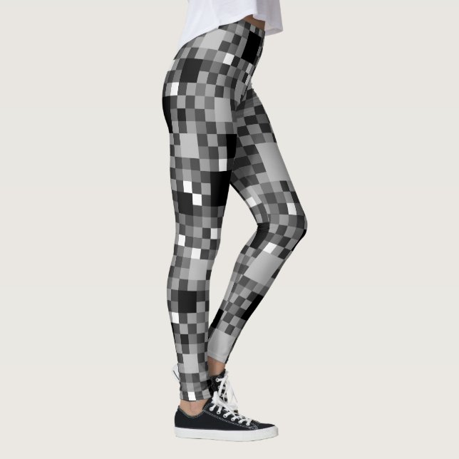 Leggings Cuadrados pequeños pixelados de negro digital (Derecha)