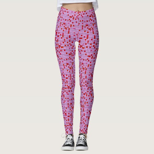 Leggings Cuadrados rosados y rojos