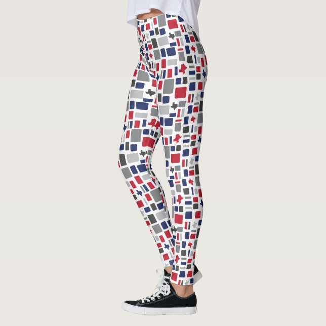 Leggings Cuadrados y Rectángulos de Texas Red & Blue Wonky (Izquierda)