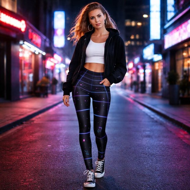 Leggings Cuadrícula de Arcade Neon Retro 80  (Subido por el creador)