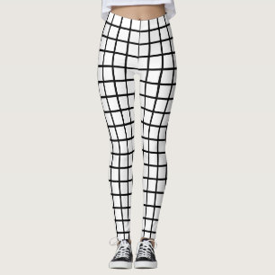 Leggings Cuadrícula de rayas negras de forma geométrica