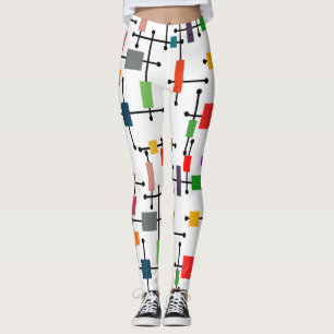 Leggings Cuadrícula grande moderna de mediados de siglo