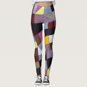Leggings Cuadrícula irregular: Pintura abstracta violeta-am