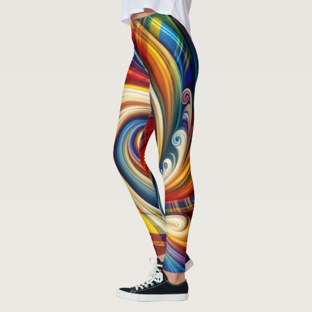 Leggings Cuadro de Arcoíris Moderno Abstracto Giratorio  (Izquierda)