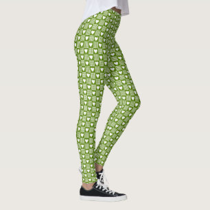 Leggings Cuadro de Corazón de Gingham Verde Aguacate