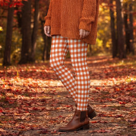 Leggings Cuadro de Gingham Naranja y Blanco