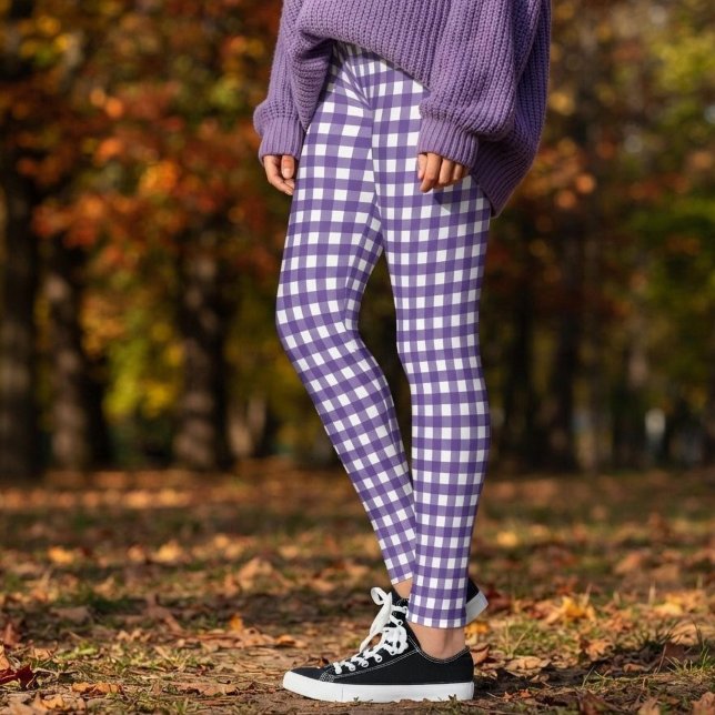 Leggings Cuadro de gingham púrpura y blanco (Subido por el creador)