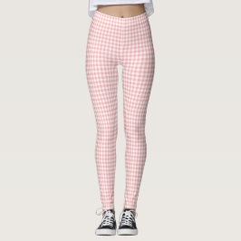 Leggings Cuadro de gingham rosa blanco