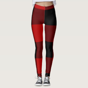 Leggings Cuadro de Plaid Rojo y Negro Búfalo