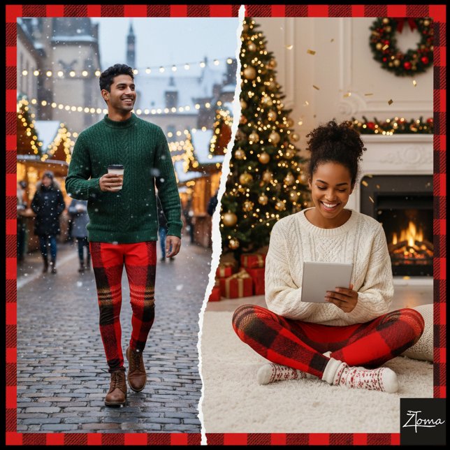 Leggings Cuadro Escocés de Franela de Plaid Rojo Negro Búfa (Subido por el creador)