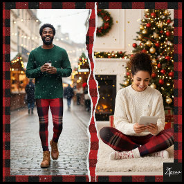 Leggings Cuadro Escocés de Franela Rojo Marítimo Búfalo