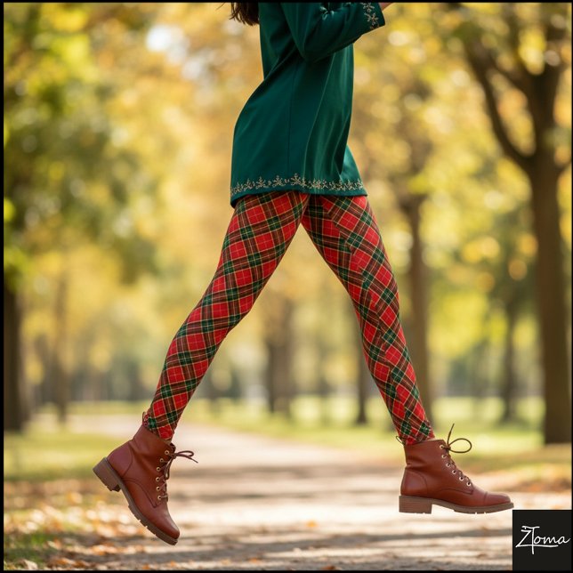 Leggings Cuadro Escocés Pequeño en Diagonal Rojo Verde (Subido por el creador)