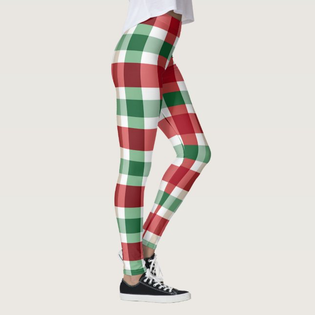 Leggings Cuadro Escocés Rojo Verde Blanco Alegre (Derecha)