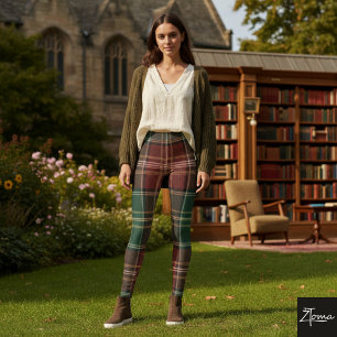 Leggings Cuadro Escocés Rojo Verde Clásico Repetitivo
