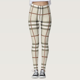 Leggings Cuadro Neutro Acogedor Patrón Clásico