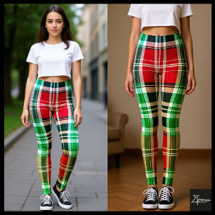 Leggings Cuadro Rojo Verde Azul Amarillo Divertido