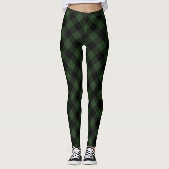 Leggings Cuadro rústico de búfalo patrón cuadrado (Anverso)