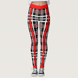 Leggings Cuadro Tradicional - Rojo Blanco Negro