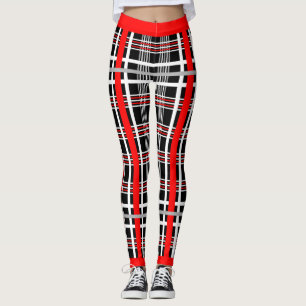 Leggings Cuadro Tradicional - Rojo Blanco Negro