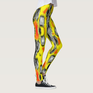 Leggings Cuadros abstractos formados de arañazos sobre amar