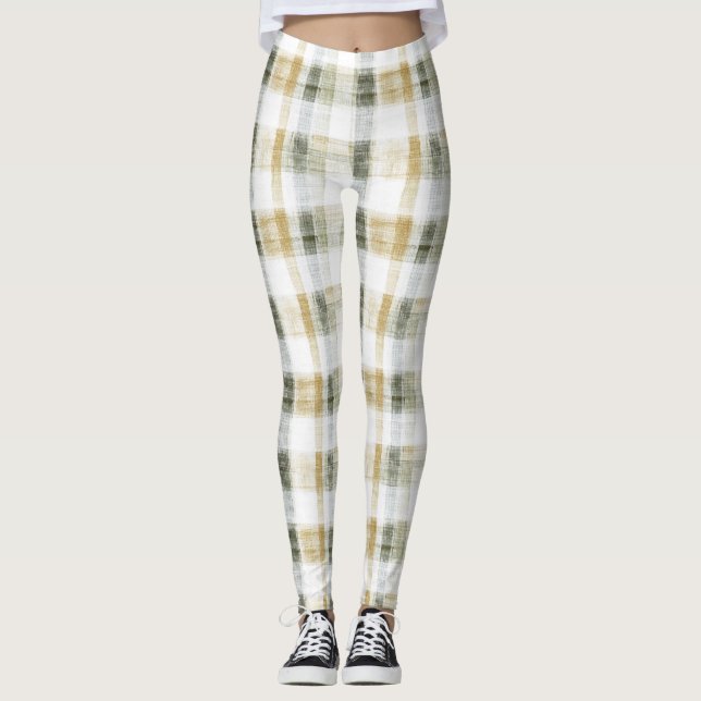 Leggings Cuadros Amarillo Verde Blanco Rayas (Anverso)