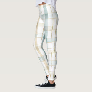 Leggings Cuadros azules crema y blancos