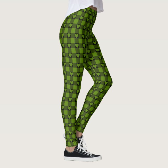 Leggings Cuadros Corazón Búfalo Negro Verde Aguacate (Derecha)