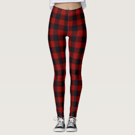 Leggings Cuadros de búfalo rojos y negros