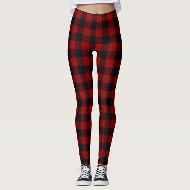 Leggings Cuadros de búfalo rojos y negros (Anverso)