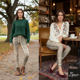 Leggings Cuadros de Coral y Salvia