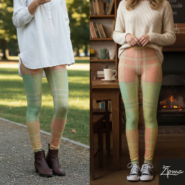Leggings Cuadros de Coral y Salvia