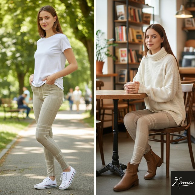 Leggings Cuadros de Coral y Salvia (Subido por el creador)