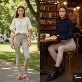 Leggings Cuadros de Coral y Salvia