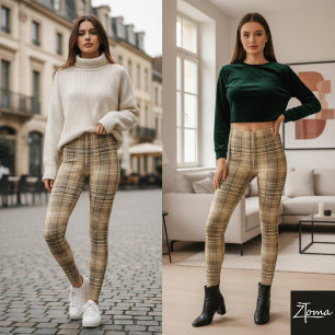Leggings Cuadros de Coral y Salvia