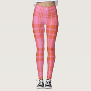 Leggings Cuadros de cuadros naranjas rosados