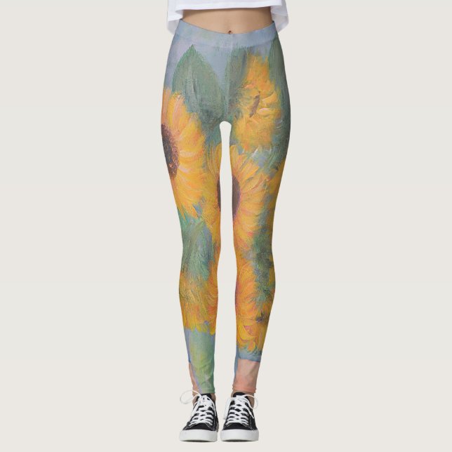 Leggings Cuadros de flores de girasol de Loughlin (Anverso)