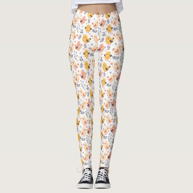 Leggings Cuadros de primavera y patrón floral (Anverso)